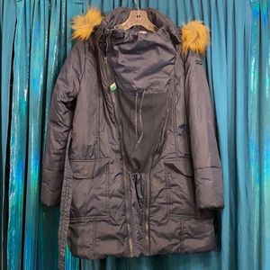 Navy blue maternity jacket with insert